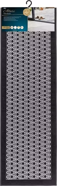 JVL Allure Machine Washable Non-Slip Entrance Runner in Black