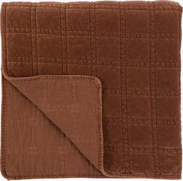 Perch & Parrow Rust Cotton Velvet Quilted Bedspread