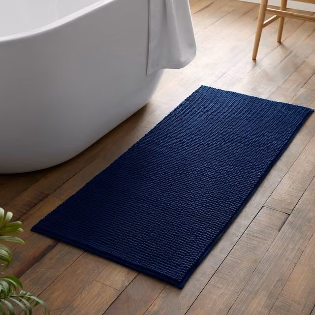 Catherine Lansfield Bobble Bath Runner in Blue, W: 50 cm, L: 120 cm