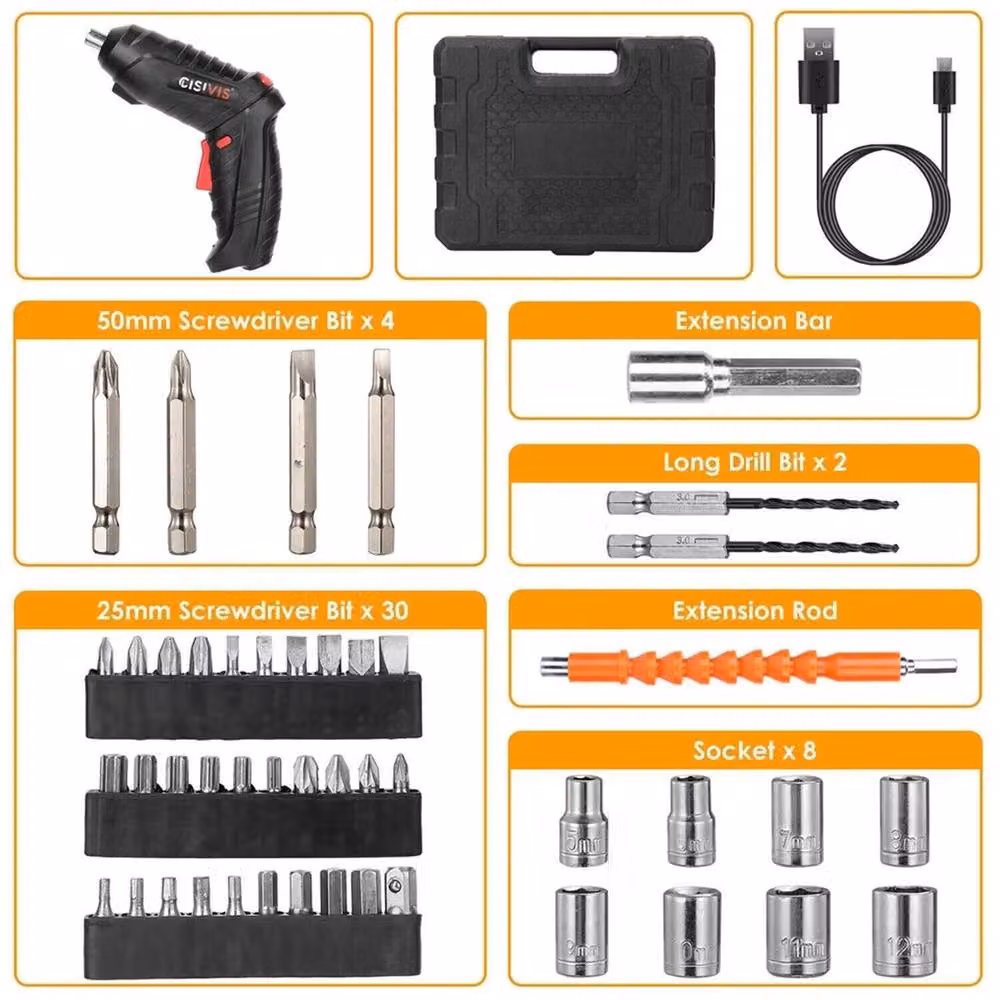 Nordara 48-in-1 Cordless Drill Driver and Screwdriver Set, Rechargeable, Black – 3