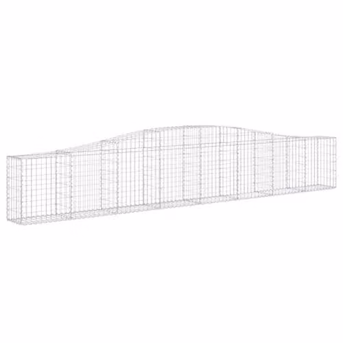 vidaXL Set of 3 Arched Gabion Baskets in Silver Galvanised Steel, W/D/H: 400 x 30 x 60/80 cm