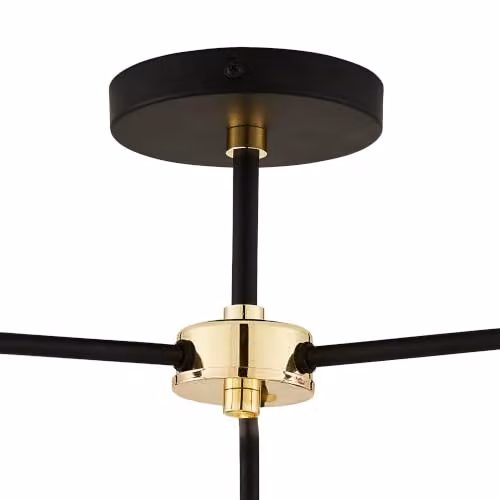 First Choice Lighting Modern 3 Light Ceiling Lamp in Black and Gold/Brass with Smoked Glass – 3