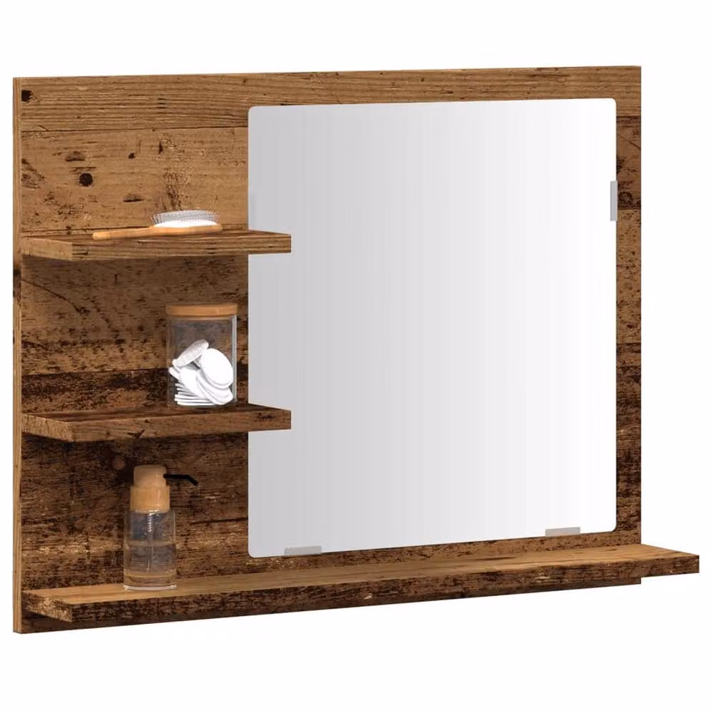 Berkfield Home Durable Bathroom Mirror Cabinet in Brown Old Wood, W/D/H: 60 x 10.5 x 45 cm – 2