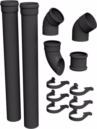 FloPlast 110mm Industrial/Xtraflo Downpipe Kit with Swan Neck in Black