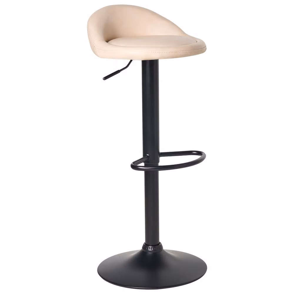 Wyld and Coco Set of 2 Modern Beige Faux Leather Swivel Bar Chairs – 3