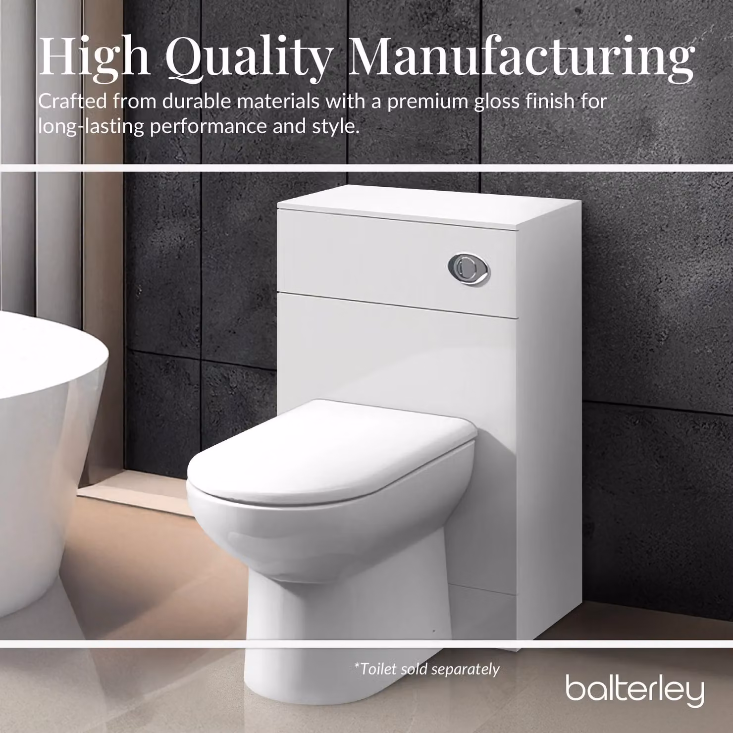 Balterley Slimline Gloss White Freestanding WC Unit 600mm – 3