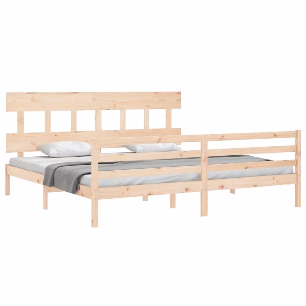 Berkfield Home Rustic Solid Pine Bed Frame with Headboard, Brown, 200 x 200 cm – 2