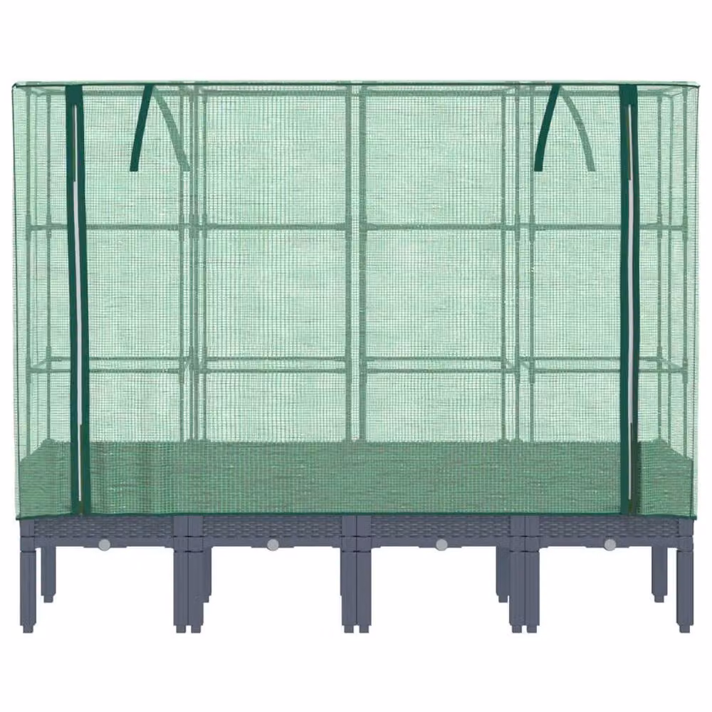 Berkfield Home Raised Bed with Greenhouse Cover in Black Rattan Look, W/D/H: 160 x 40 x 140 cm – 3
