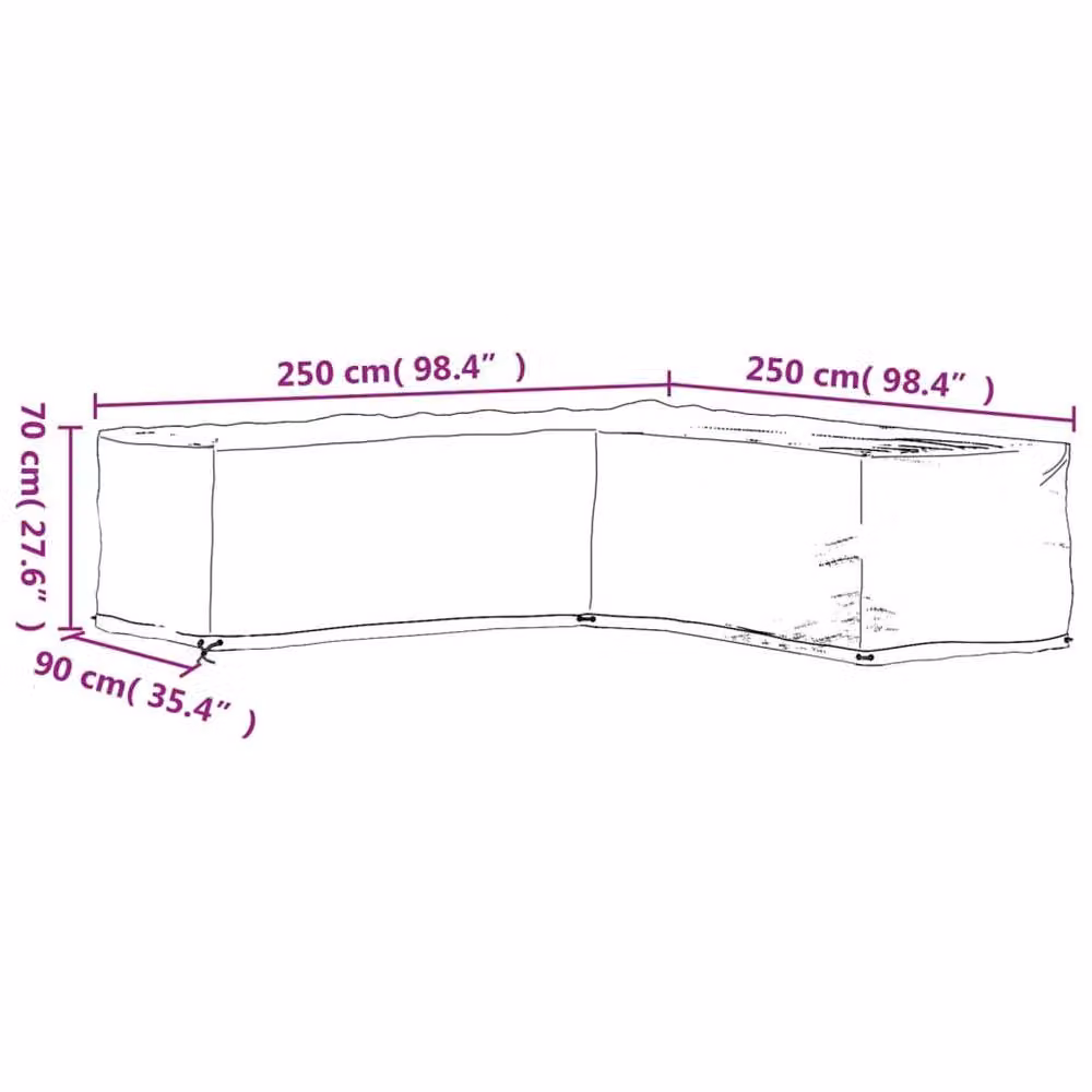 Berkfield Home L-Shaped Garden Furniture Cover with 16 Eyelets, Black, W/D/H: 250 x 250 x 70 cm – 4