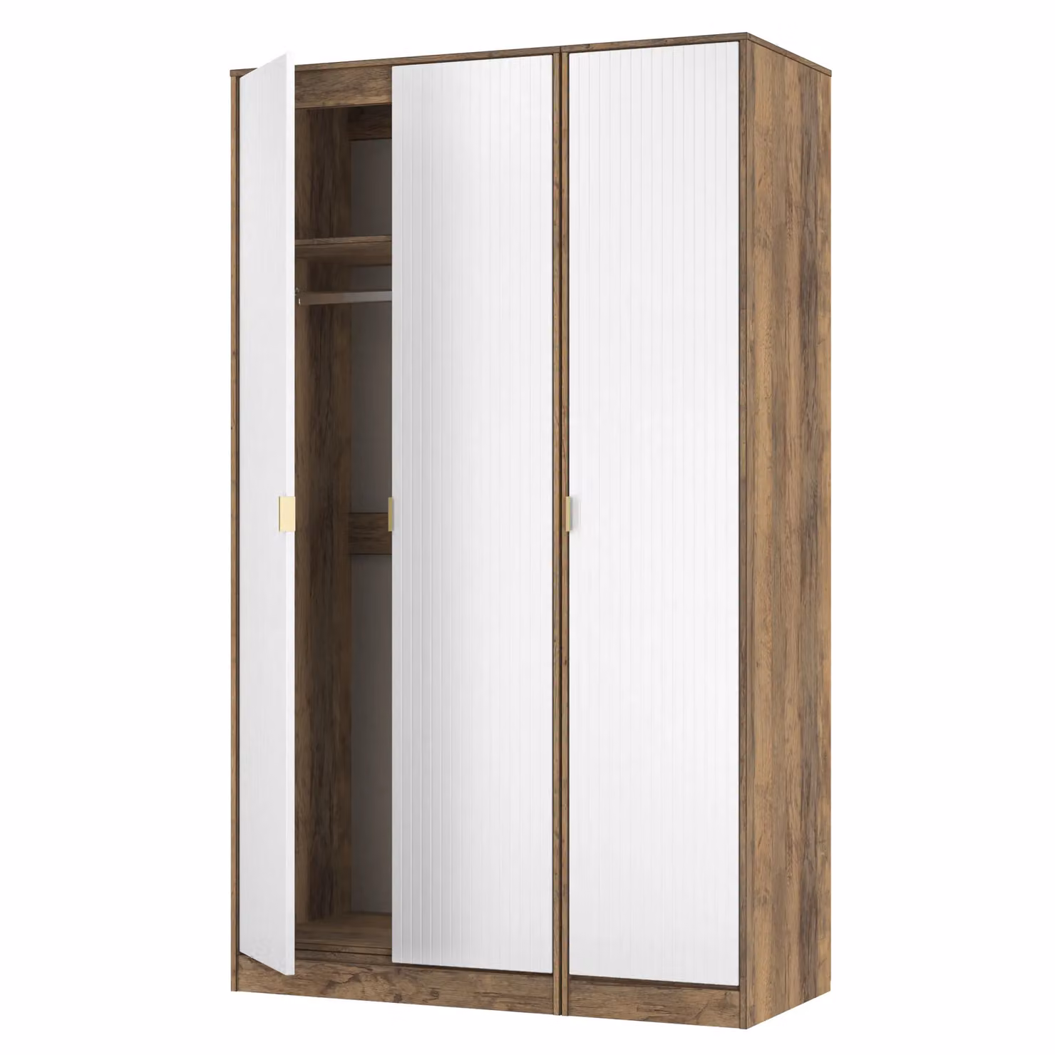 2 U Bexley 3 Door Wardrobe in White and Gold with Geometric Matt Finish – 2