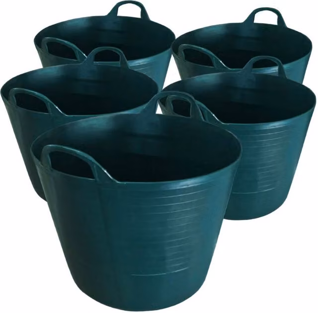 Hinsinc 5 Pack Green Flexible Flexi Tubs, 42L Capacity
