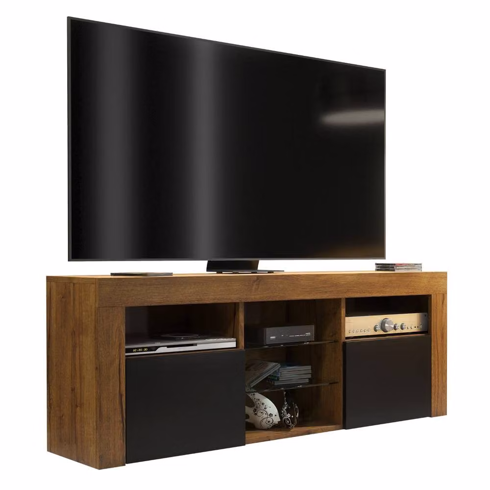 Creative Furniture Pulse TV Unit in Dark Oak and Black Matt, W: 145 cm, H: 53 cm, D: 35 cm – 4