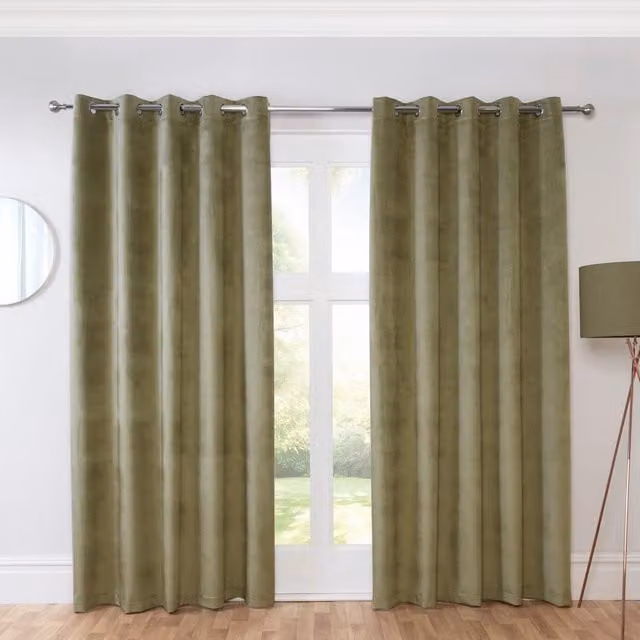 Sundour Casa Plain Eyelet Curtains in Green and Blue, Width: 229 cm, Height: 229 cm – 1