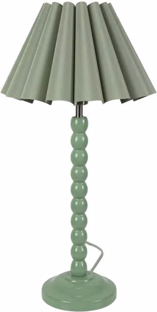 ValueLights Green Ceramic and Wood Table Lamp with Fabric Cone Shade