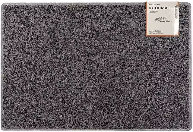 Oseasons Plain Rectangular Brushing Doormat - Grey