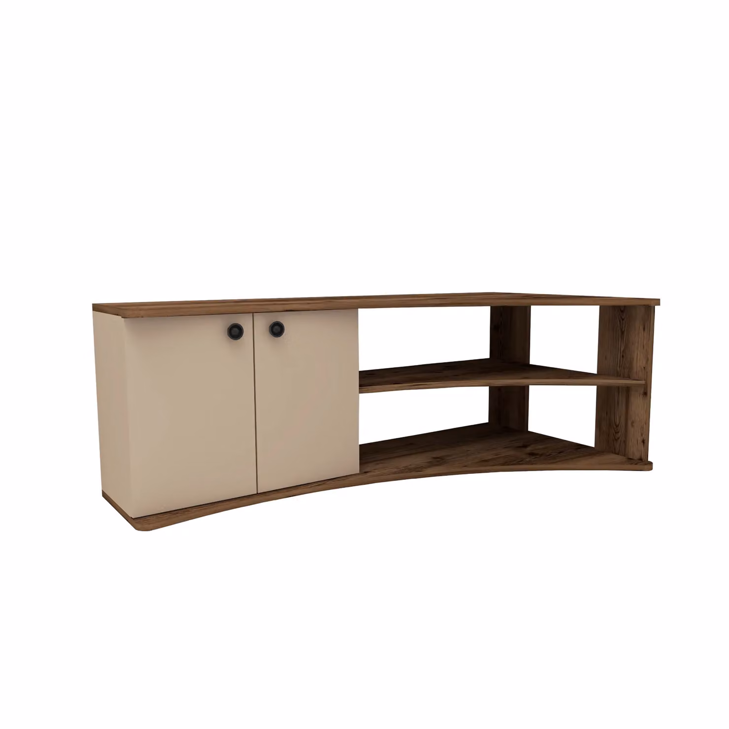 Destina Home Termera Reversible Corner TV Stand Entertainment Center in Brown and Beige, W/D/H: 135 x 68 x 49 cm – 2