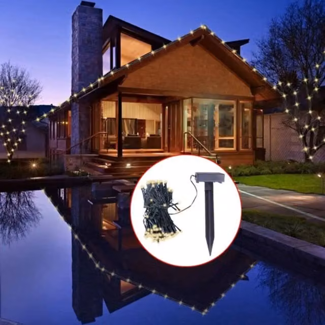 Berkfield Home LED Solar String Lights in Warm White for Christmas Decoration