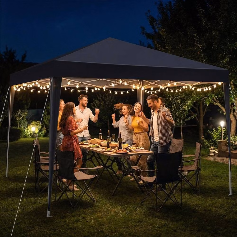FLAVORA Black Pop Up Gazebo with 4 Sidewalls and Windows, W/D/H: 300 x 300 x 300 cm – 4