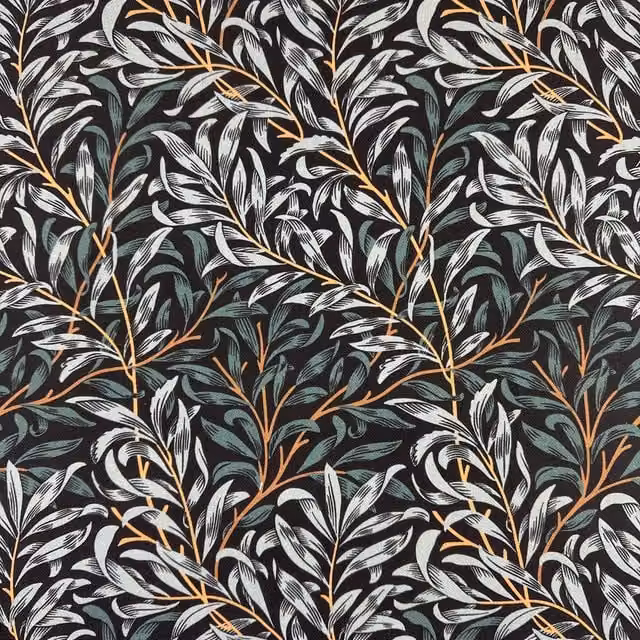Terrys Willow Bough Floral Cotton Fabric Shadow in Black and Multicolour