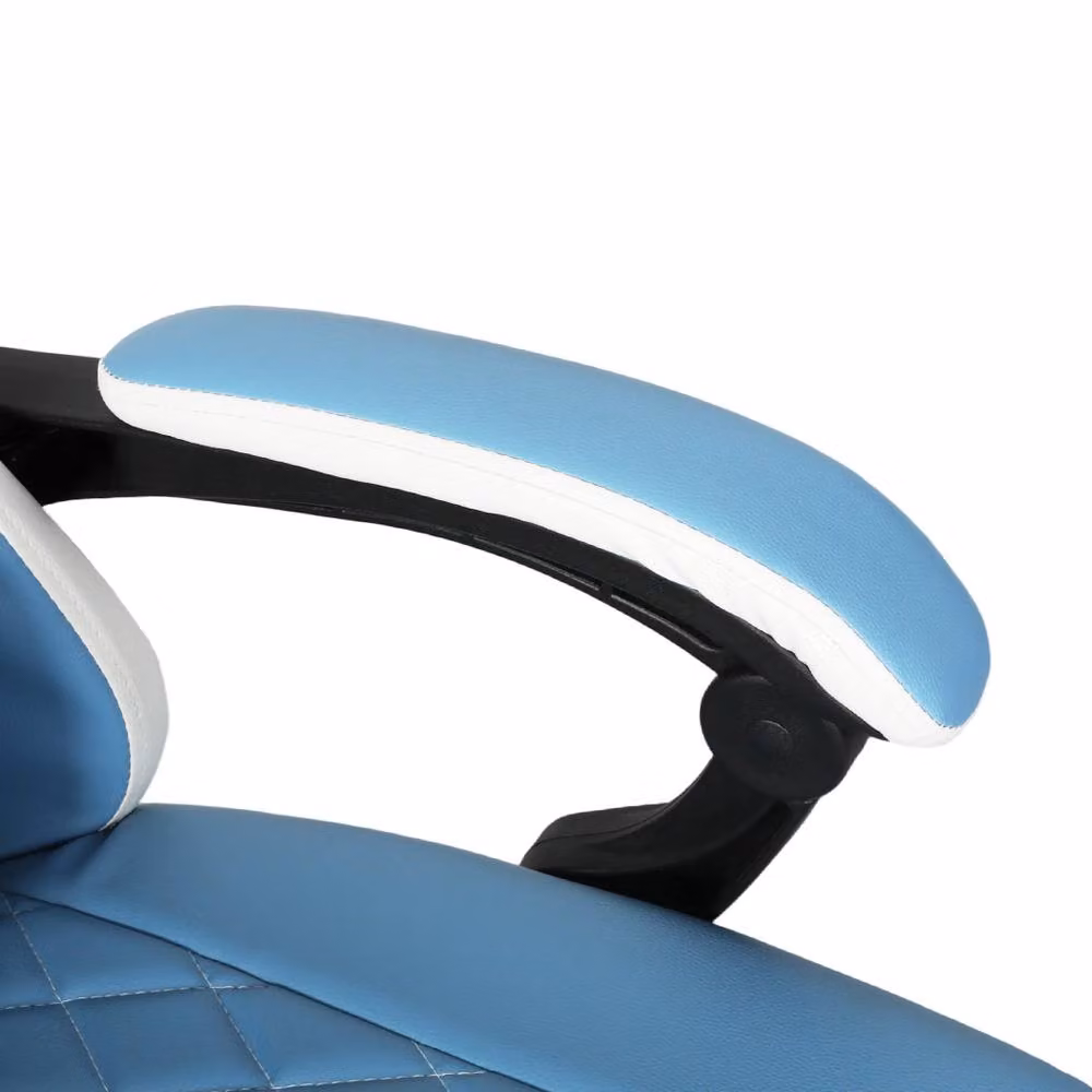 Levede Blue and White Ergonomic Gaming Chair with Headrest, Adjustable Height and Swivel Function – 5