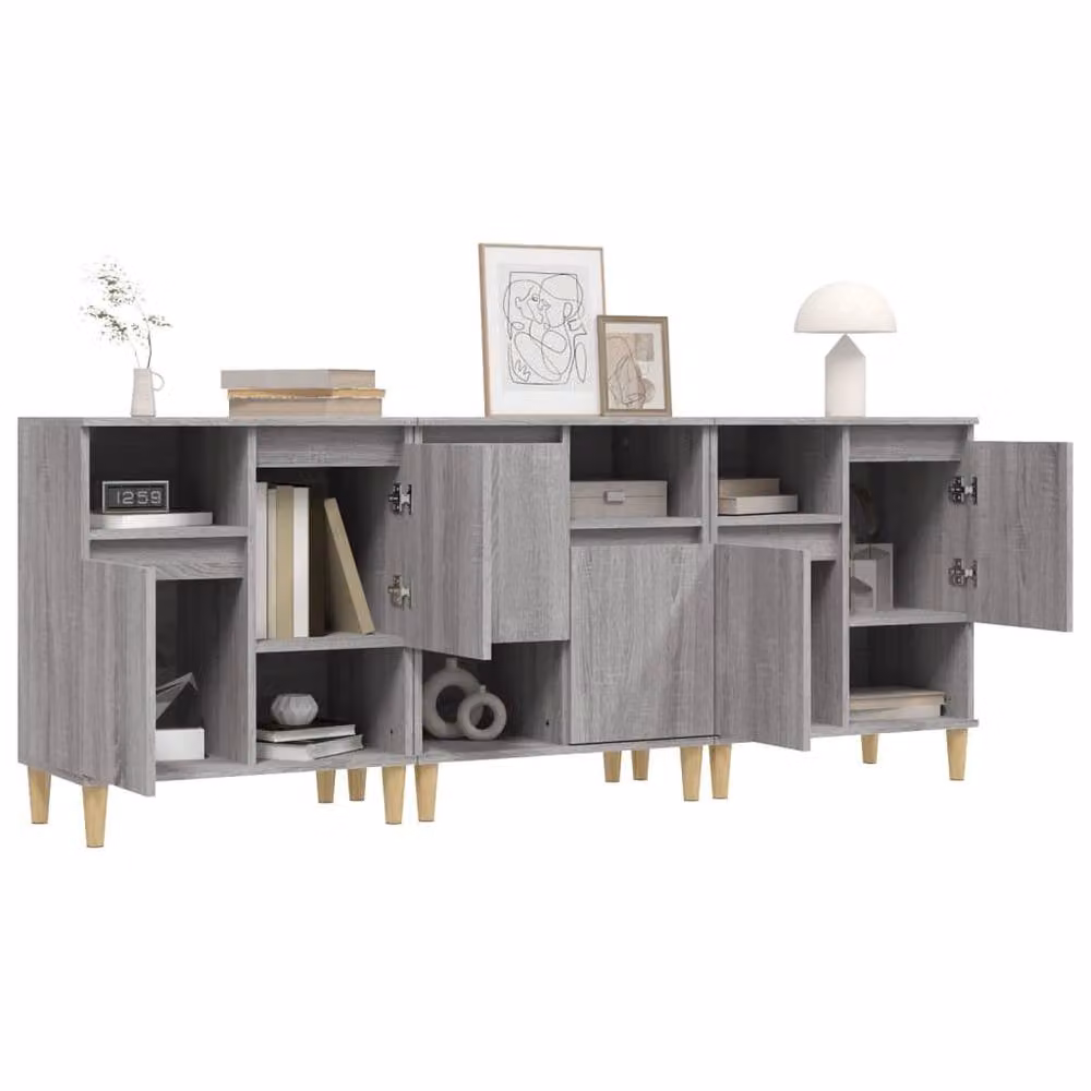 Berkfield Home 3-Piece Sideboard Set in Grey Sonoma, Engineered Wood, W/D/H: 60 x 35 x 70 cm – 3