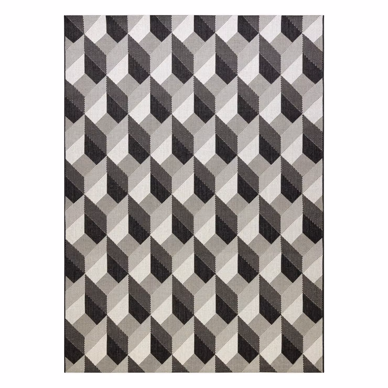 RugsX Black Flat Weave Polypropylene Rectangular Rug, W: 160 cm, L: 230 cm – 2