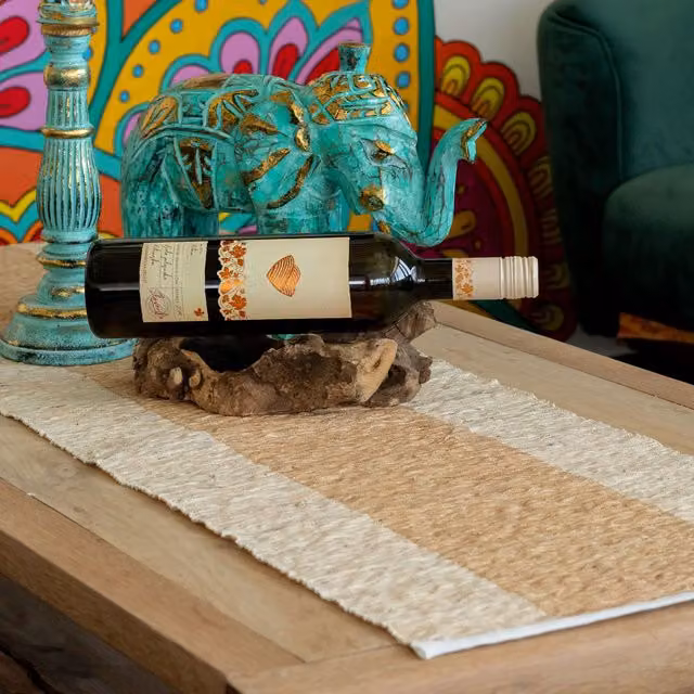 KDMD Vetiver Roots Jute Table Runner in Beige and Multicolour, Length: 180 cm