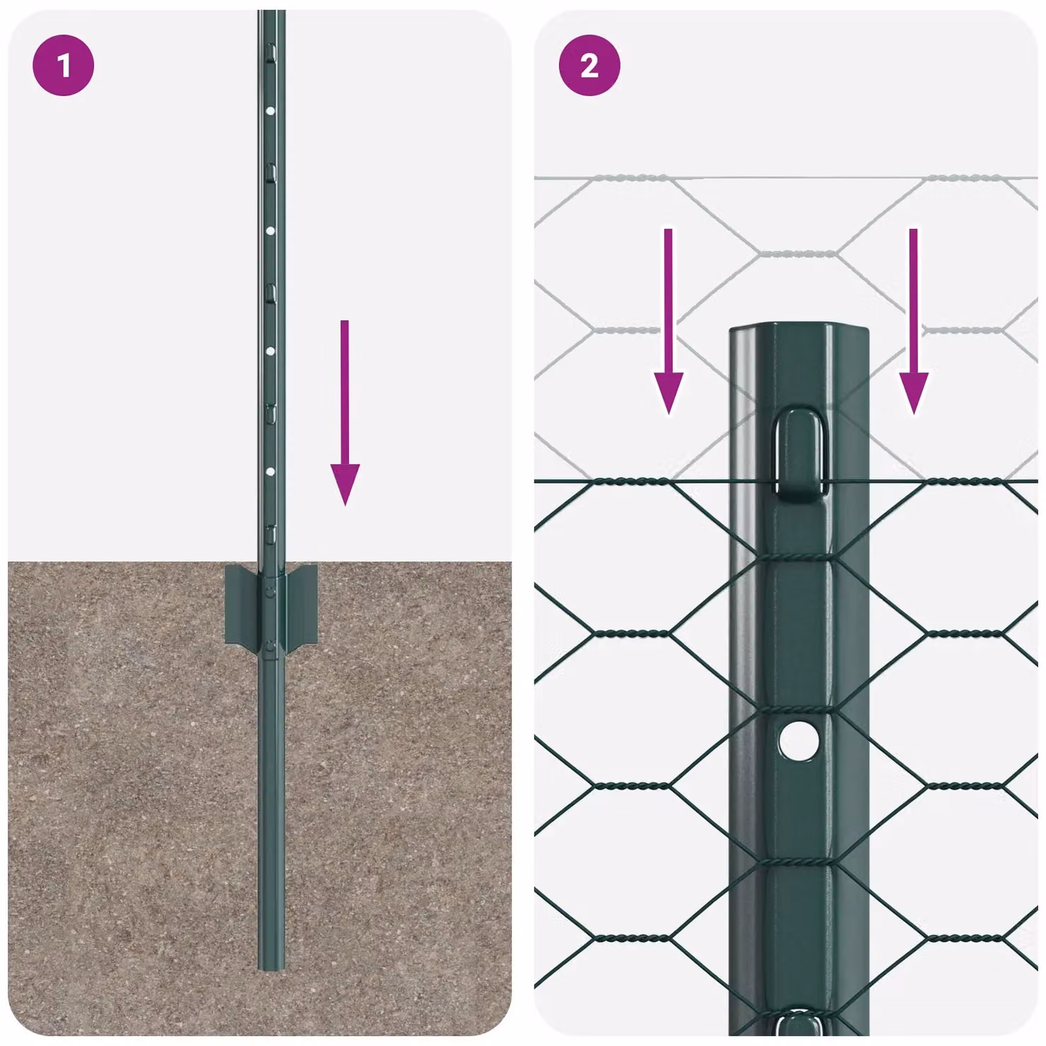 Berkfield Home Green Steel U-Channel Fence Posts, 5 Pieces, Height: 80 cm – 4