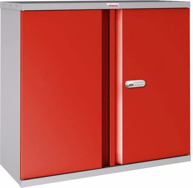Phoenix Safe Company SC1010GRE Red Stationery Cupboard with Electronic Lock and Adjustable Shelves