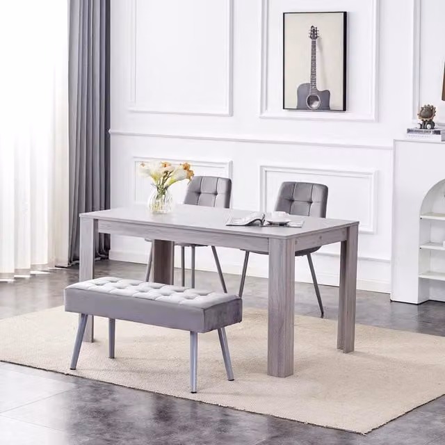 Kosy Koala Arrow Grey Modern Rectangular Dining Table Set with Bench
