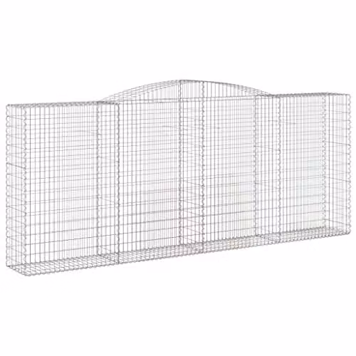 vidaXL Arched Gabion Baskets, 2 Pieces, Silver Galvanised Steel, W/D/H: 400 x 50 x 160/180 cm