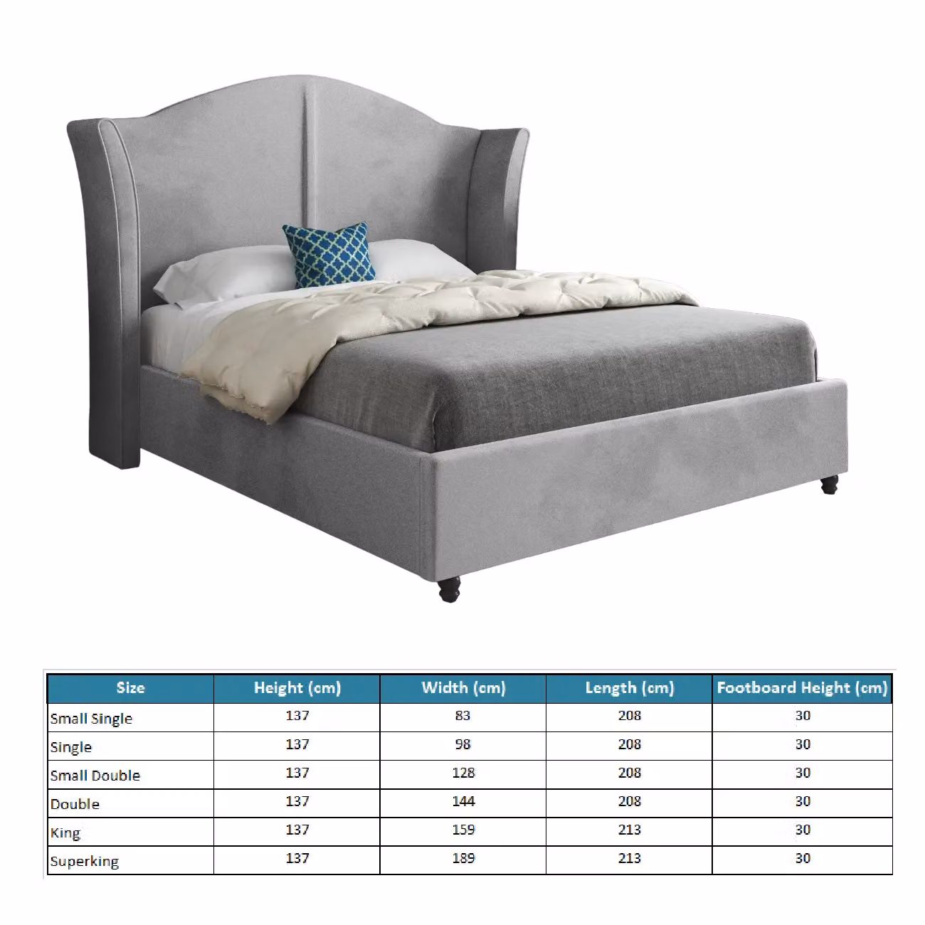 Casani Zampa Chesterfield Upholstered Velvet Bed Frame in Grey, W/D/H: 120 x 200 x 83 cm – 4
