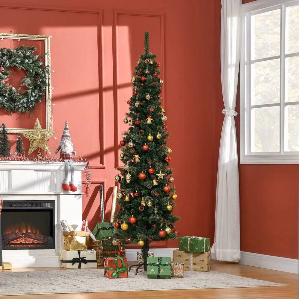 STILVORA Unlit Artificial Christmas Tree with Pine Cones, Green – 2