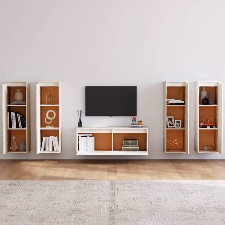 Berkfield Home Classic White Solid Wood Pine TV Cabinet Lowboard