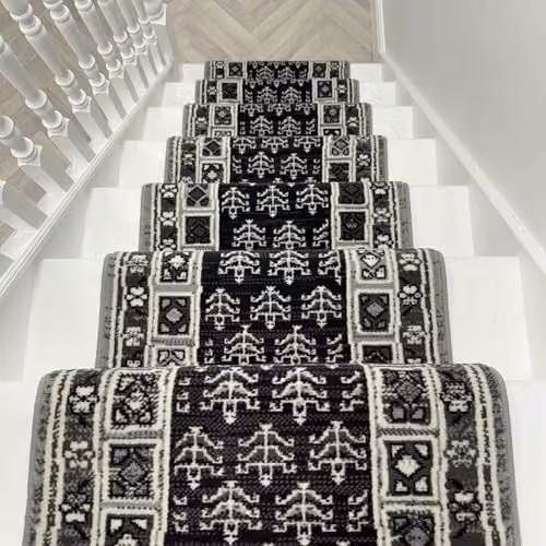 runrug Mayan Stair Runner Carpet, Grey, W: 70 cm, L: 630 cm – 6