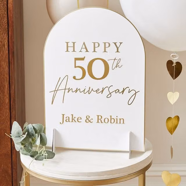 Club Green Customisable Happy Anniversary Tabletop Sign in Green, White and Multicolour