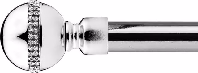 NewEdgeBlinds Bejeweled Extendable Eyelet Metal Curtain Pole Set in Silver, Length: 160 cm