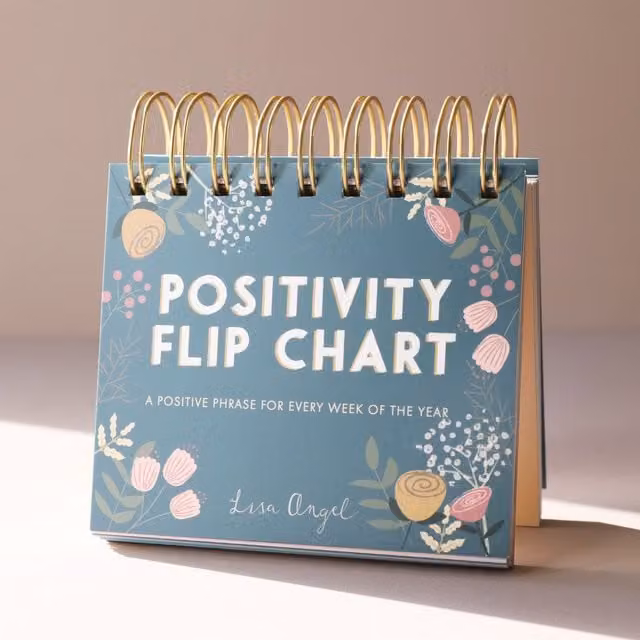 Lisa Angel Women's Weekly Positivity Floral Desktop Flip Chart in Mid Blue