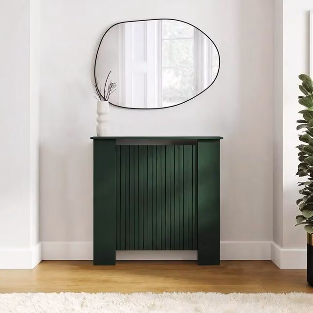 OHS Small Ribbed Radiator Cover in Dark Green Matt Engineered Wood