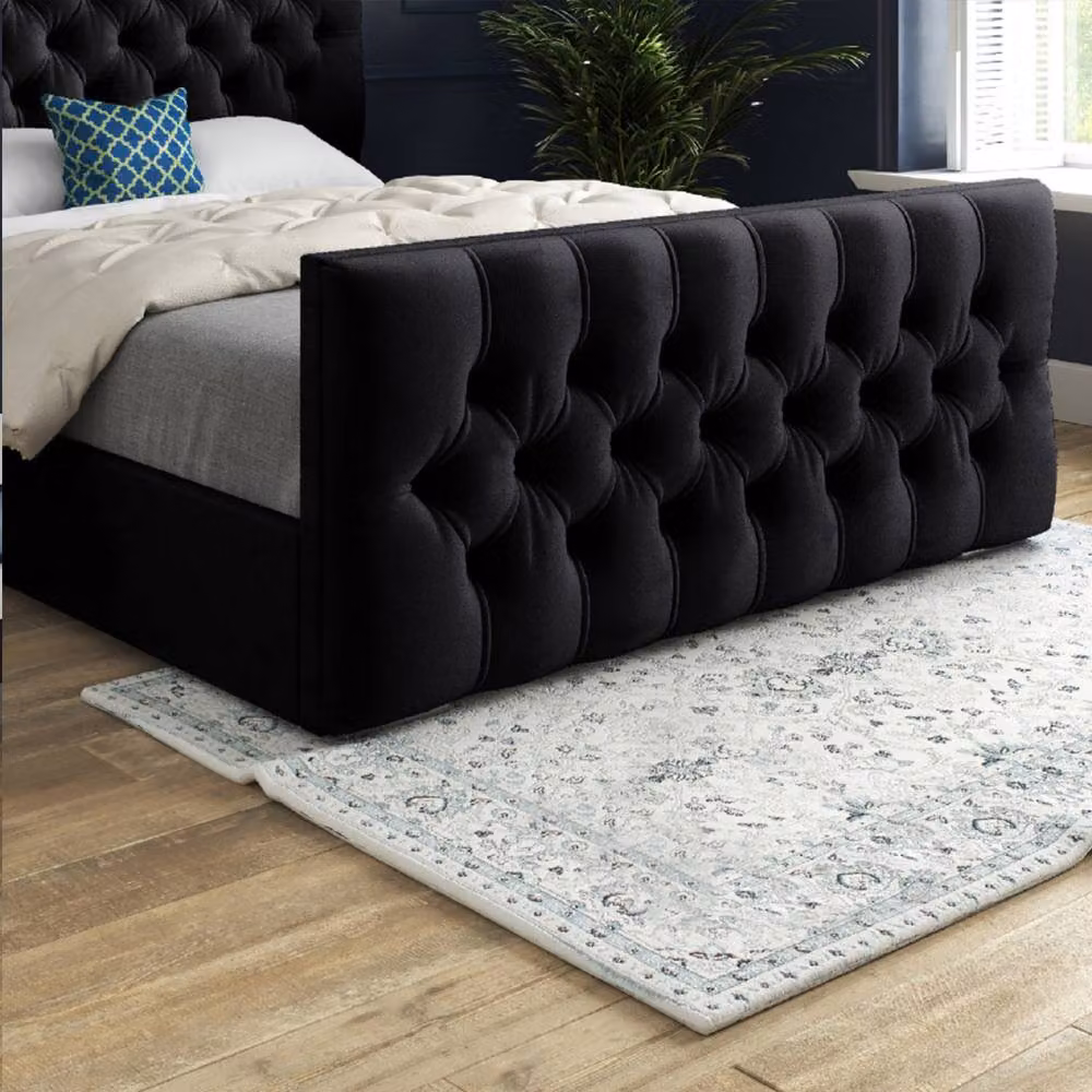 Casani Poulton Small Single Upholstered Chesterfield Bed Frame in Black Velvet – 4