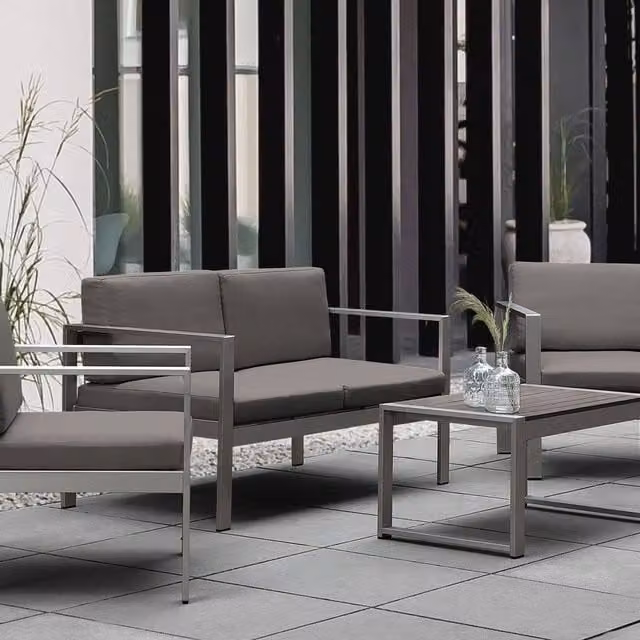 Wyld and Coco Outdoor Coffee Table in Grey Aluminium, W/D: 90 x 50 cm – 1
