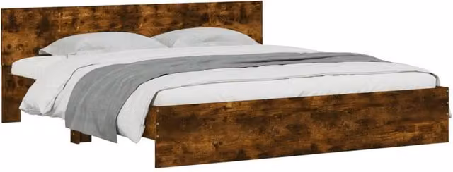 Berkfield Home Durable Smoked Oak Bed Frame in Brown, W: 160 cm, D: 200 cm, H: 70 cm