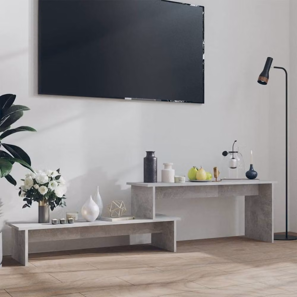 Berkfield Home Modern TV Cabinet in Concrete Grey, W/D/H: 180 x 30 x 43 cm – 2