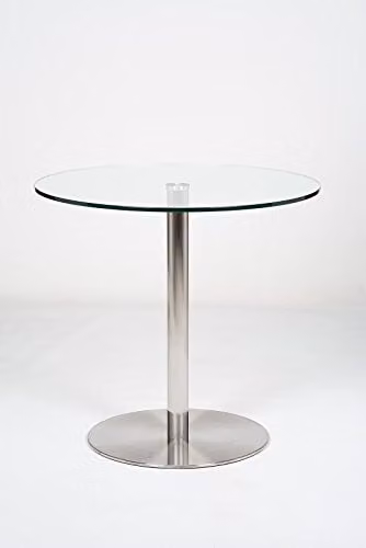 Thats Furniture Target Round Glass Dining Table with Silver Pedestal Base, Diameter: 80 cm, Height: 76 cm