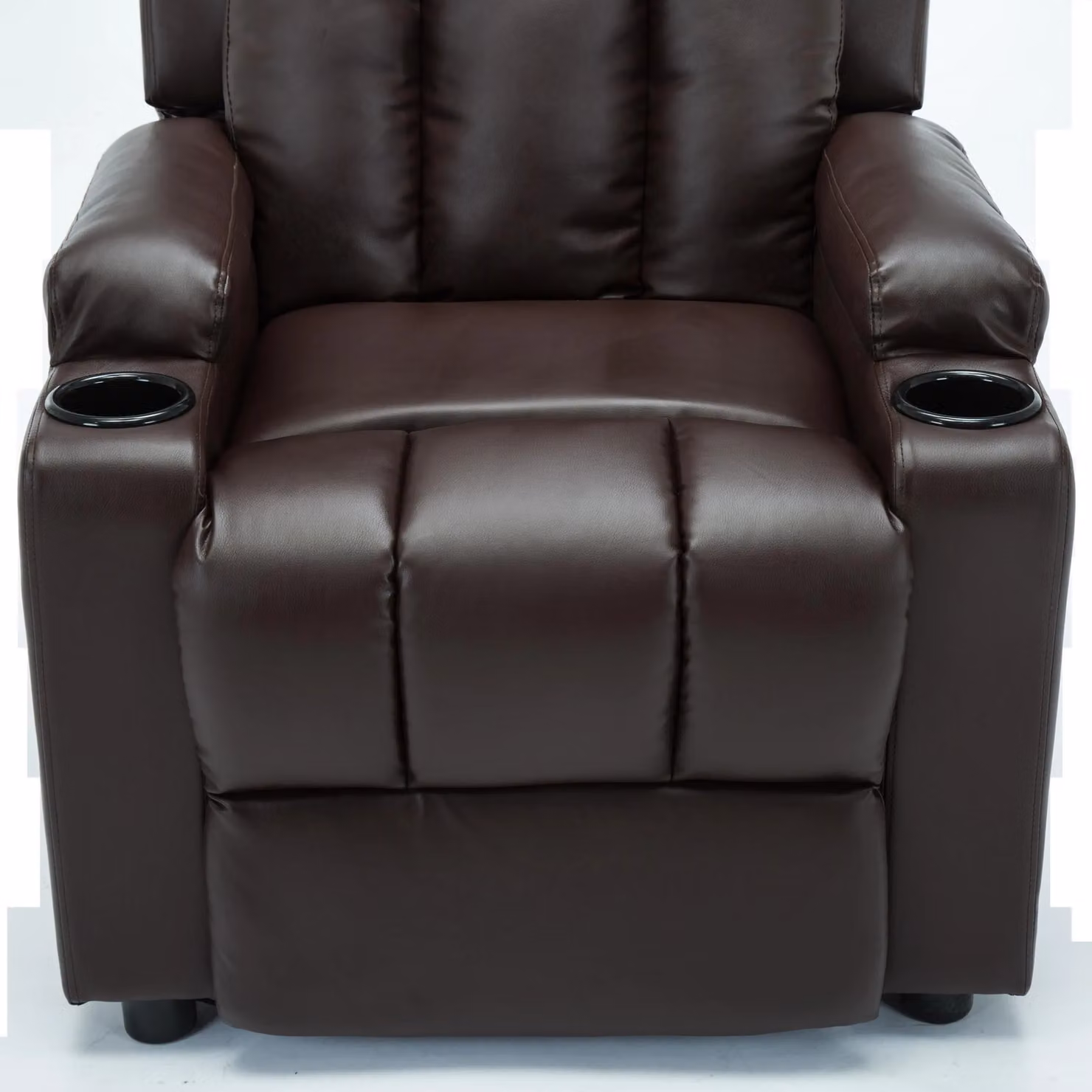 More4Homes Studio Brown Synthetic Leather Manual Recliner Armchair with Drink Holders – 6