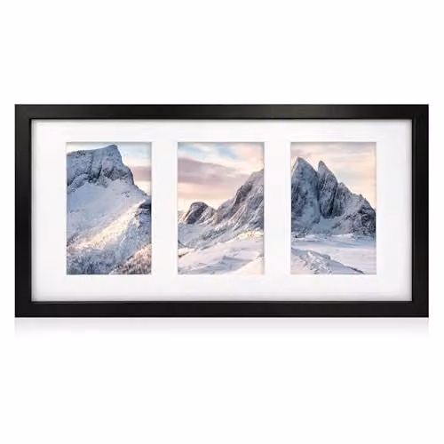 Innoteck Rustic Wooden 3-in-1 Multi Photo Frame, Black and Grey, Rectangular, W/H: 20.2 x 14.0 cm