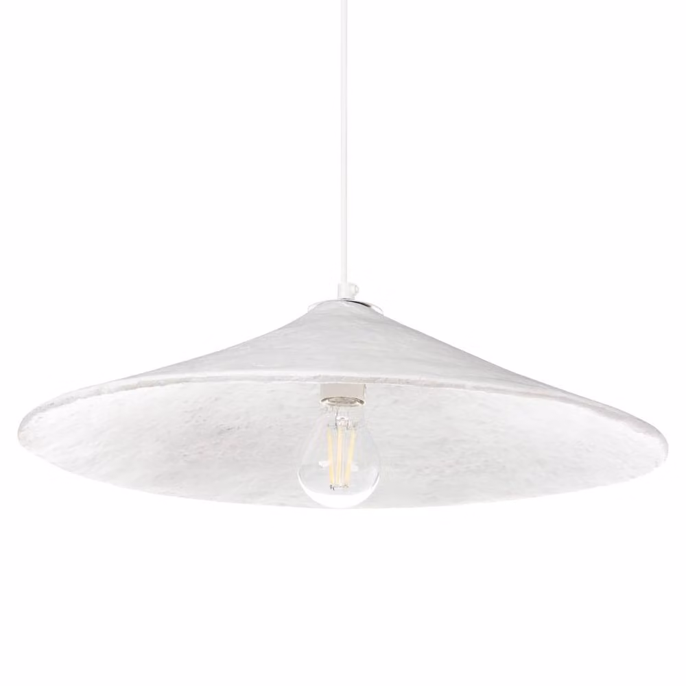 Wyld and Coco White Papier-Mâché Pendant Lamp with Metal Frame – 2
