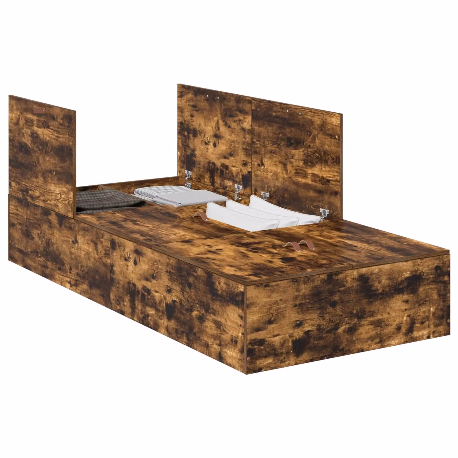 Berkfield Home Smoked Oak Storage Bed Frame with Lift Up Base, Brown, W: 100 cm, D: 200 cm – 2