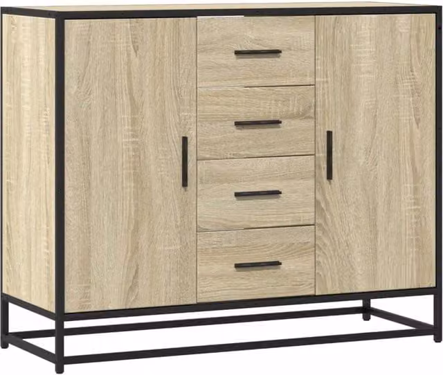 Berkfield Home Sonoma Oak Sideboard in Light Brown, W/D/H: 92 x 35 x 76 cm