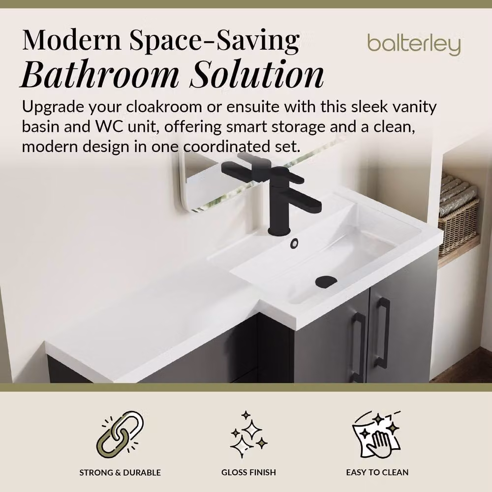 Balterley Gloss Grey Right-Hand Vanity and WC Unit Combination – 2